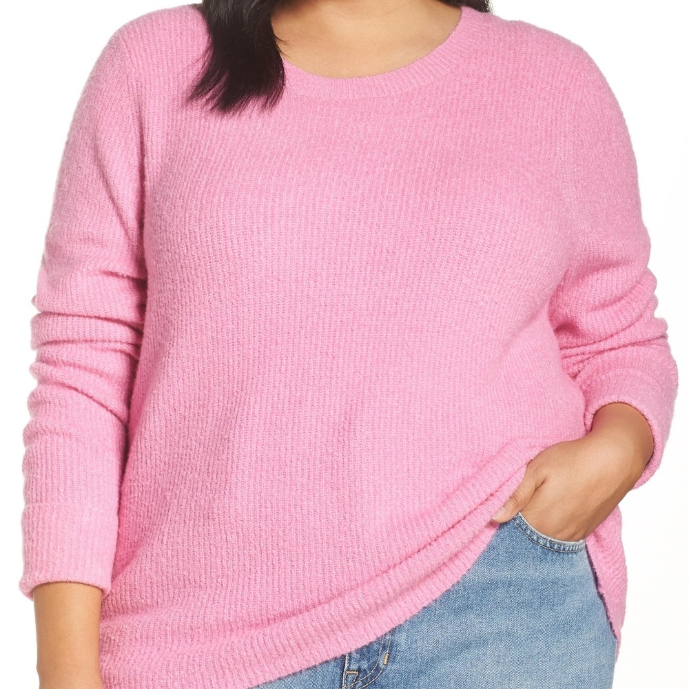 Halogen | Cuffed Sleeve Ribbed Sweater